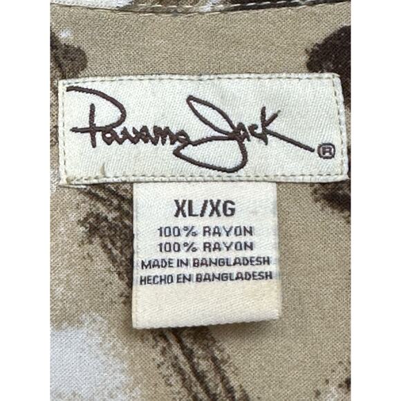 Panama Jack Men’s Brown Tropical Print Short Sleeve Button Up Shirt XL Hawaiian - Picture 5 of 12